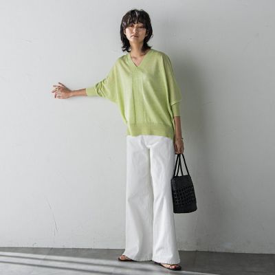 新色追加】LEVITAシアーVネックドルマンニットプル