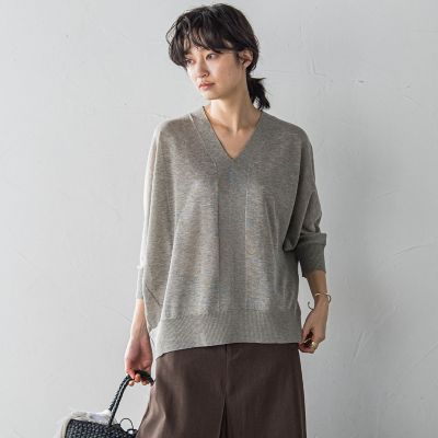 新色追加】LEVITAシアーVネックドルマンニットプル