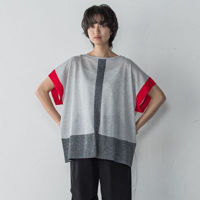 配色センターラインニットプルオーバー≪手洗い可能≫
