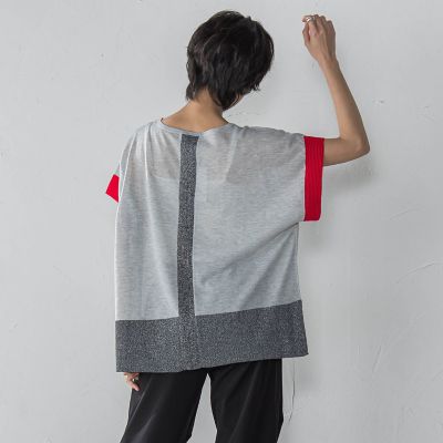 配色センターラインニットプルオーバー≪手洗い可能≫