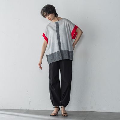 配色センターラインニットプルオーバー≪手洗い可能≫