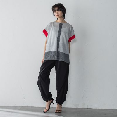 配色センターラインニットプルオーバー≪手洗い可能≫