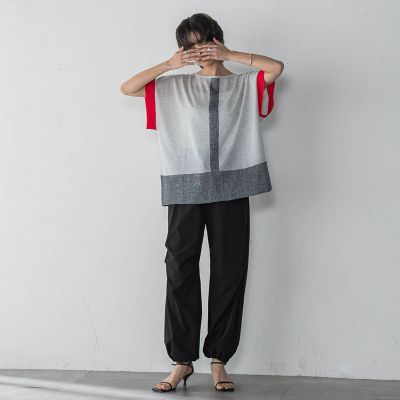 配色センターラインニットプルオーバー≪手洗い可能≫