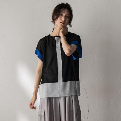 ＜MAYSON GREY（Women）＞配色センターラインニットプルオーバー≪手洗い可能≫