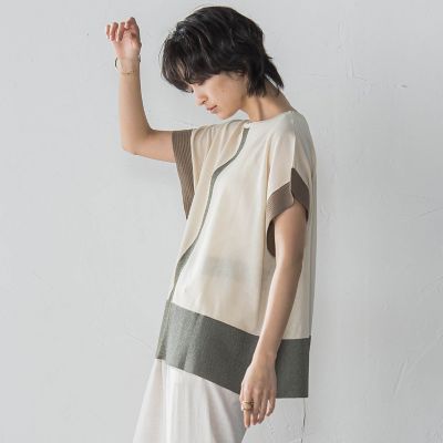 配色センターラインニットプルオーバー≪手洗い可能≫