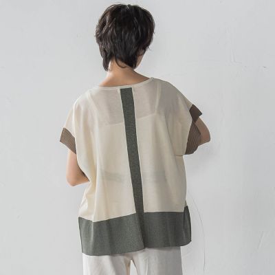 配色センターラインニットプルオーバー≪手洗い可能≫