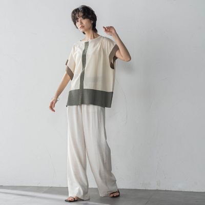 配色センターラインニットプルオーバー≪手洗い可能≫