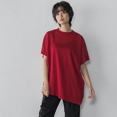 ＢＡＣＫ釦アシンメトリーニットプルオーバー≪手洗い可能≫
