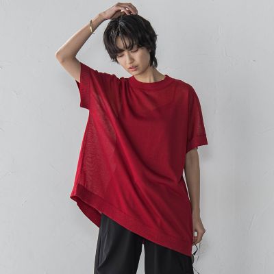 ＢＡＣＫ釦アシンメトリーニットプルオーバー≪手洗い可能≫