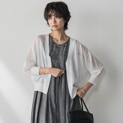 MAYSON GREY（Women）/メイソングレイ Vネックジップシアーカーディガン≪手洗い可能≫