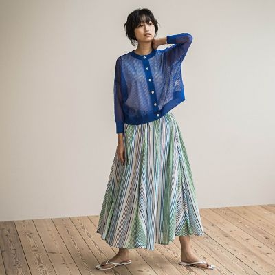 透かし柄編みニットカーディガン≪手洗い可能≫