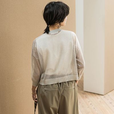 透かし柄編みニットカーディガン≪手洗い可能≫