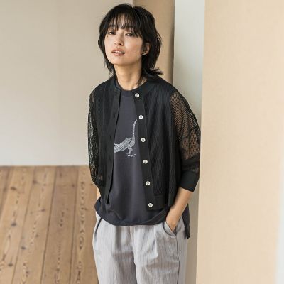 透かし柄編みニットカーディガン≪手洗い可能≫
