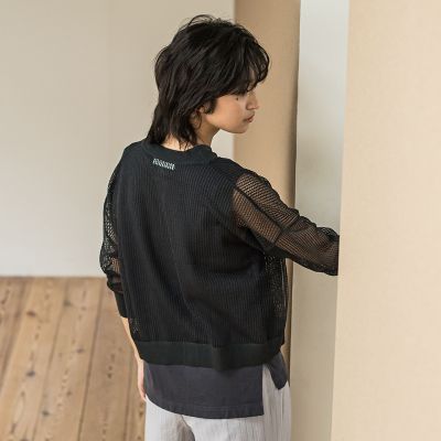 透かし柄編みニットカーディガン≪手洗い可能≫