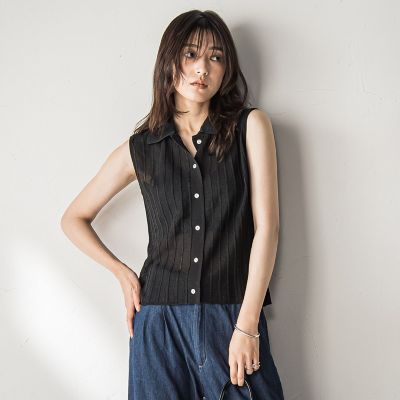＜MAYSON GREY（Women）＞【ＷＥＢ限定】シアーノースリーブニットプルオーバー≪手洗い可能≫