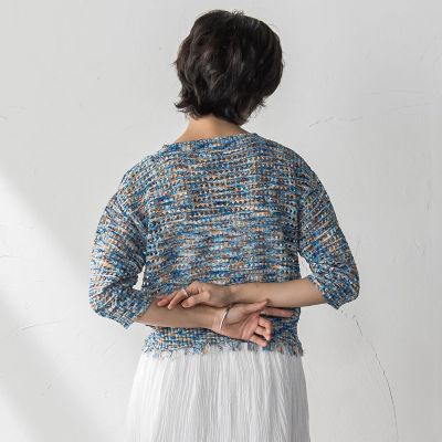 ループカスリヤーン透かし編みカーディガン≪手洗い可能≫