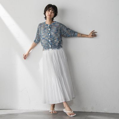 ループカスリヤーン透かし編みカーディガン≪手洗い可能≫
