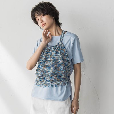 ループカスリヤーンホルターネックビスチェ≪手洗い可能≫