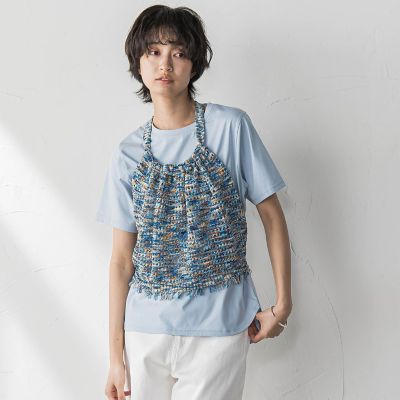 ループカスリヤーンホルターネックビスチェ≪手洗い可能≫