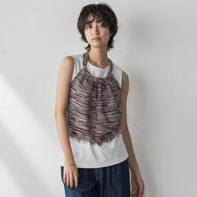 ＜MAYSON GREY（Women）＞ループカスリヤーンホルターネックビスチェ≪手洗い可能≫