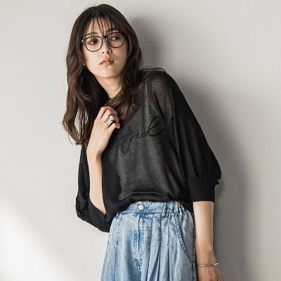 ＜MAYSON GREY（Women）＞【ＷＥＢ限定】コード刺繍ロゴニットプルオーバー≪手洗い可能≫