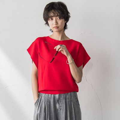 WEB限定】フレンチスリーブニットプルオーバー≪手洗い可能