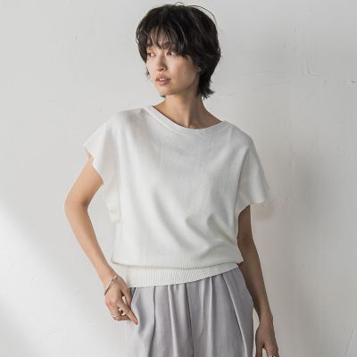 ＜MAYSON GREY（Women）＞【ＷＥＢ限定】スパンコールフレンチスリーブニットプルオーバー≪手洗い可能≫