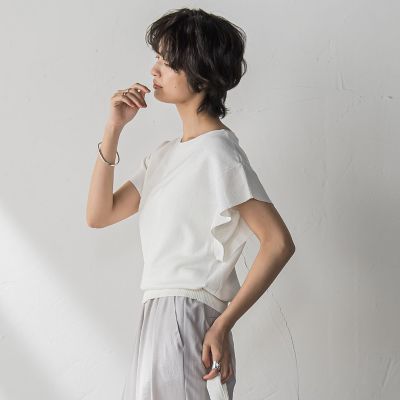 【WEB限定】スパンコールフレンチスリーブニットプルオーバー≪手洗い可能≫ MAYSON GREY｜【WEB限定】スパンコールフレンチスリーブニット