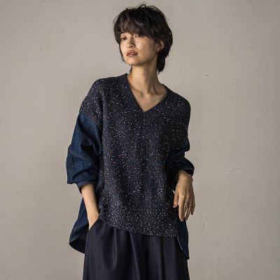 MAYSON GREY（Women）/メイソングレイ デニムドッキングニットプルオーバー&#8810;手洗い可能&#8811; 05ネイビー トップス【三越伊勢丹/公式】