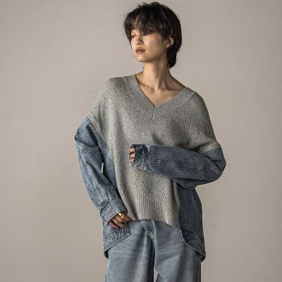 デニムドッキングニットプルオーバー≪手洗い可能≫ | MAYSON GREY