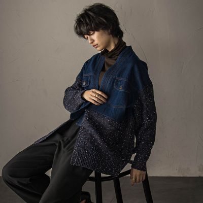 MAYSON GREY（Women）/メイソングレイ デニムドッキングニットカーディガン&#8810;手洗い可能&#8811; 05ネイビー トップス【三越伊勢丹/公式】