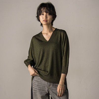 goat様　メナスニット LEVITAシアーVネックドルマンニットプルオーバー≪手洗い