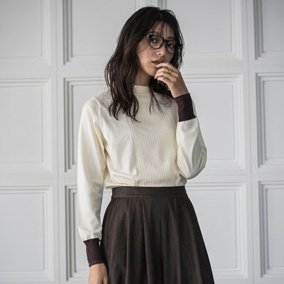 MAYSON GREY（Women）/メイソングレイ ボトルネック配色ニットプルオーバー&#8810;手洗い可能&#8811; 02オフホワイト トップス【三越伊勢丹/公式】