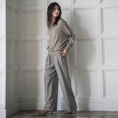 ソージュ コクーンニット 五分袖 M グレー Vネックコクーンニットプル