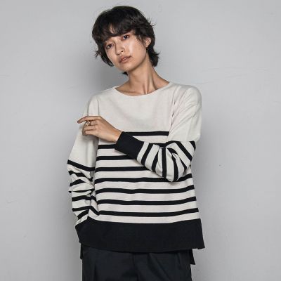 ＜MAYSON GREY（Women）＞【ふわもち】ボーダーニット≪洗濯機で洗える≫