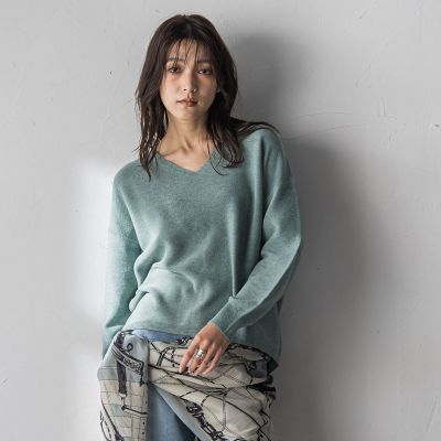 【美品】ORIM オリム ライトグレー Vネック コットンニット プルオーバー Theory - Vネックニットプルオーバー(ライトグレー)コットン