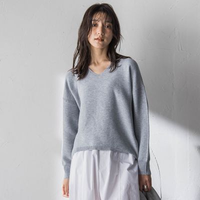 Vネックラメガーターニットプルオーバー≪手洗い可能≫ | MAYSON GREY