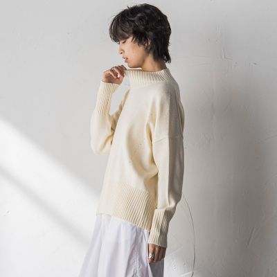 新品未使用♡OBLI♡カラーハイネックニット♡ホワイト セール】ベーシックカラーハイネックニット タートルネック（ニット