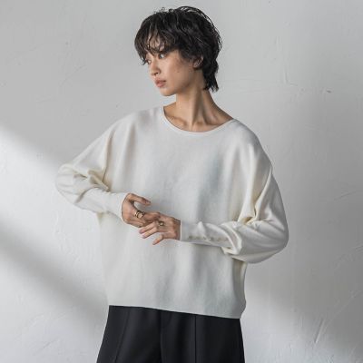 ＜MAYSON GREY（Women）＞袖口ボタンドルマンニットプルオーバー≪手洗い可能≫