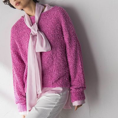 ＜MAYSON GREY（Women）＞ファンシーヤーンボートネックニットプルオーバー≪手洗い可能≫