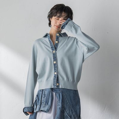 cawaii チラ魅せレ一スのレイヤード風ニットカ一ディガン レイヤード風ニットカーディガン | レディースファッション通販 - DHOLIC