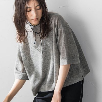 ＜MAYSON GREY（Women）＞シアーラメ裏毛ハーフスリーブニットプルオーバー