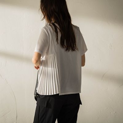 2WAYジョーゼットサイドプリーツブラウス≪手洗い可能