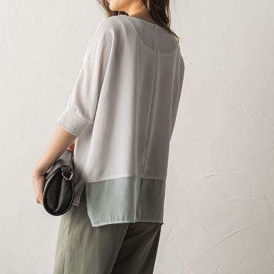 2WAYジョーゼットドルマンコンビブラウス≪手洗い可能