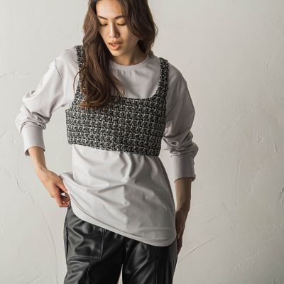 ツイードＢＡＣＫ釦ビスチェ