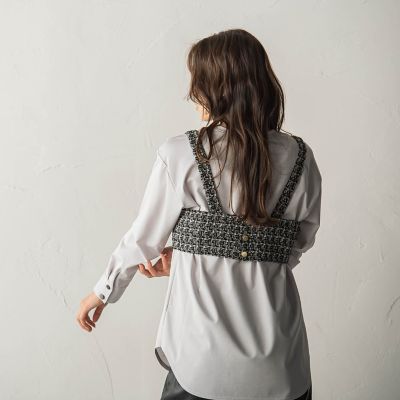 ツイードＢＡＣＫ釦ビスチェ
