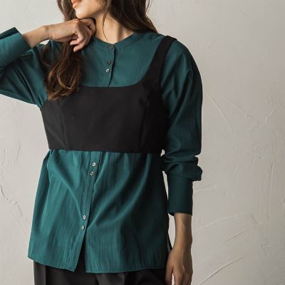 【SALE】MAYSON GREY（Women）/メイソングレイ ダブルクロスBACK釦ビスチェ&#8810;洗濯機で洗える&#8811; 04ブラック トップス【三越伊勢丹/公式】