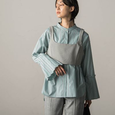 【SALE】MAYSON GREY（Women）/メイソングレイ ダブルクロスBACK釦ビスチェ&#8810;洗濯機で洗える&#8811; 13ライトグレー トップス【三越伊勢丹/公式】
