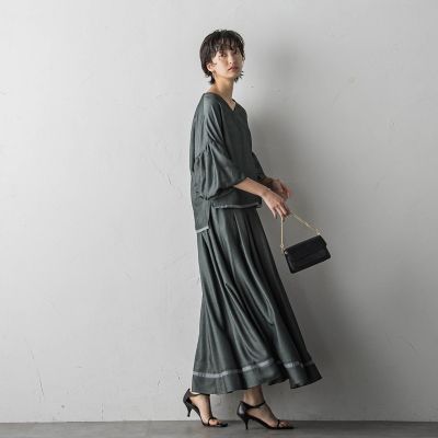 楽天市場】シャンブレー×シアーVネックブラウス≪セットアップ