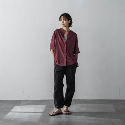 ペイズリー柄５分袖シャツ≪洗濯機で洗える≫